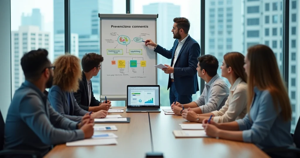 Reunião de comissão interna de prevenção de acidentes e assédio em empresa de médio porte