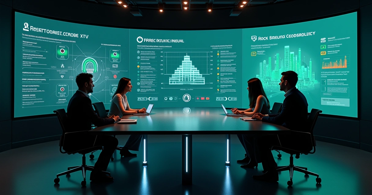 Equipe de segurança analisando dados de background check em painel corporativo